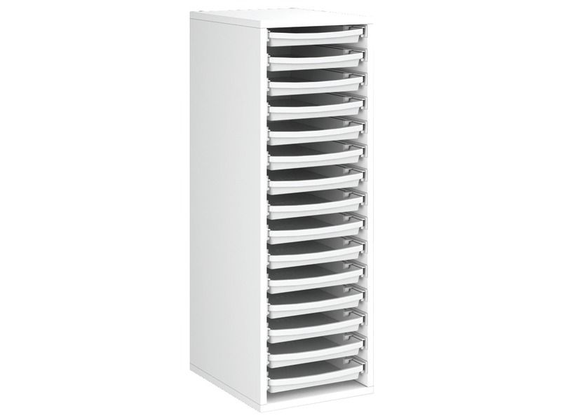 MEUBLE MÉLAMINÉ H: 102 cm - L: 36 cm 15 plateaux sur rails