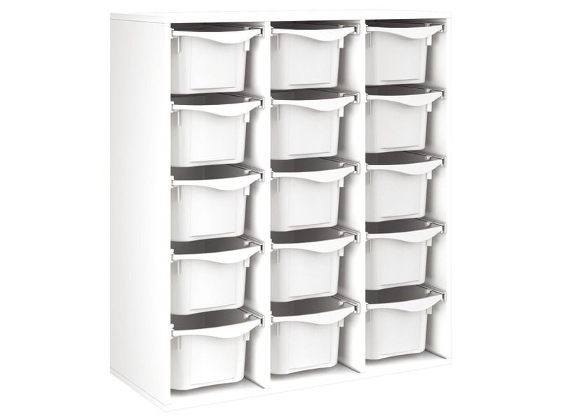 MEUBLE MÉLAMINÉ H: 118 cm - L: 105 cm 15 bacs sur rails