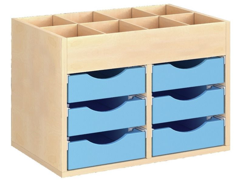 MEUBLE MÉLAMINÉ H: 51 cm - L: 70,5 cm 6 bacs sur rails