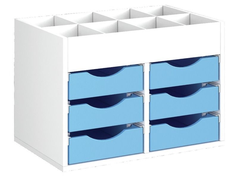 MEUBLE MÉLAMINÉ H: 51 cm - L: 70,5 cm 6 bacs sur rails