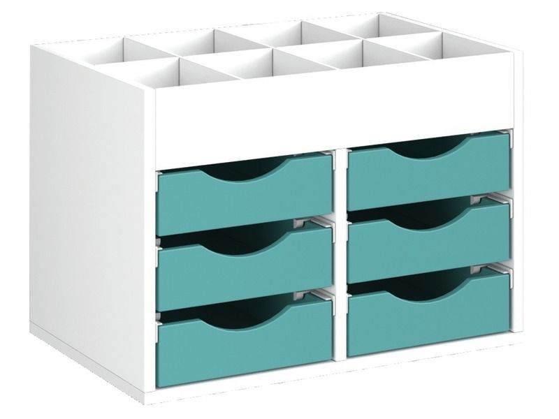 MEUBLE MÉLAMINÉ H: 51 cm - L: 70,5 cm 6 bacs sur rails