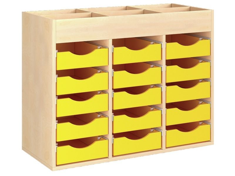 MEUBLE MÉLAMINÉ H: 81 cm - L: 105 cm 15 bacs bois sur rails