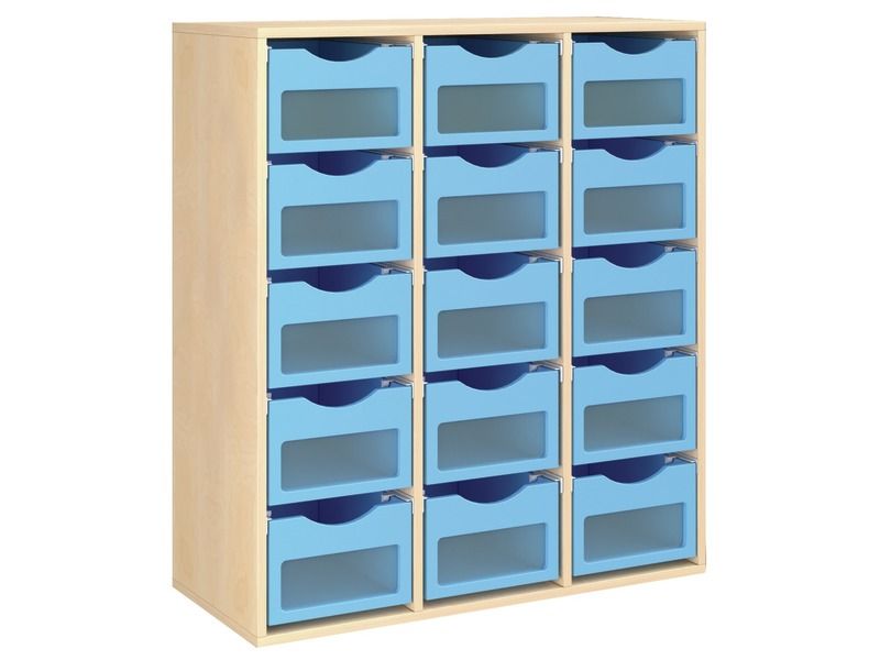 MEUBLE MÉLAMINÉ H: 118 cm - L: 105 cm 15 bacs sur rails