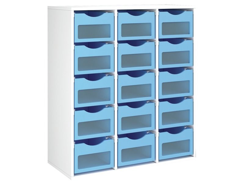 MEUBLE MÉLAMINÉ H: 118 cm - L: 105 cm KIT Stop-bacs bois (15 bacs)