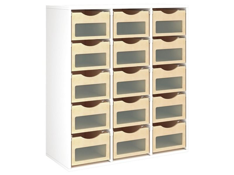 MELAMINE CABINET H: 118 cm - L: 105 cm Wooden Stop-tray KIT (15 trays)