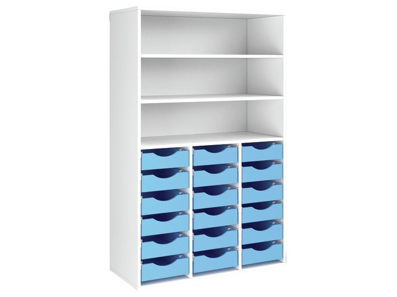 MEUBLE MÉLAMINÉ H: 162 cm - L: 105 cm 18 bacs - 3 étagères