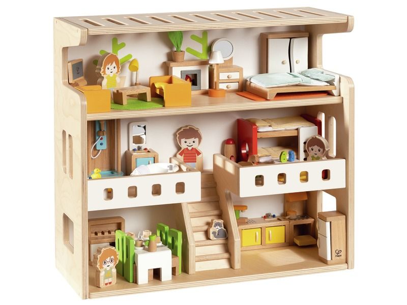 MAXI-SET DAS MÖBLIERTE KOFFERHAUS MIT HOLZFIGUREN