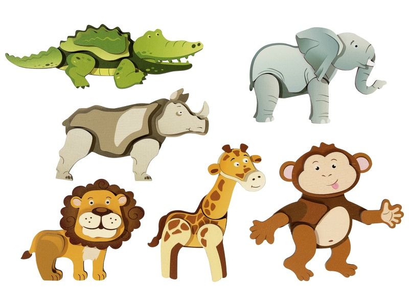 3D MAGNETIC PUZZLES SET Safari animals