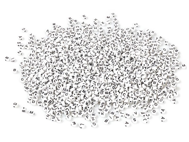 500 Perles Rondes Plates Alphabet En Plastique Argenté - 7mm, Pour Fabrication De Bijoux