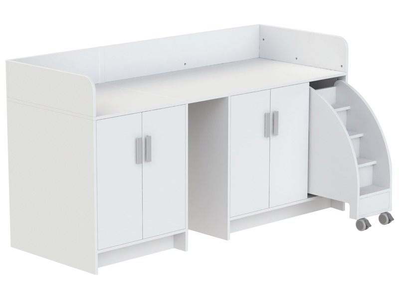 MEUBLE À LANGER KAZÉO 206 cm 12 étagères 4 portes et 1 escabeau