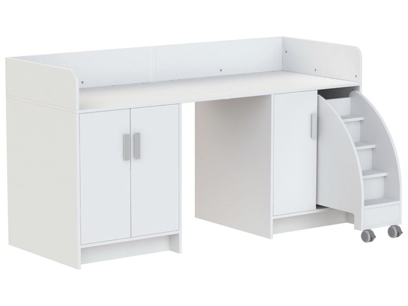 MEUBLE À LANGER KAZÉO 206 cm 9 étagères 3 portes et 1 escabeau