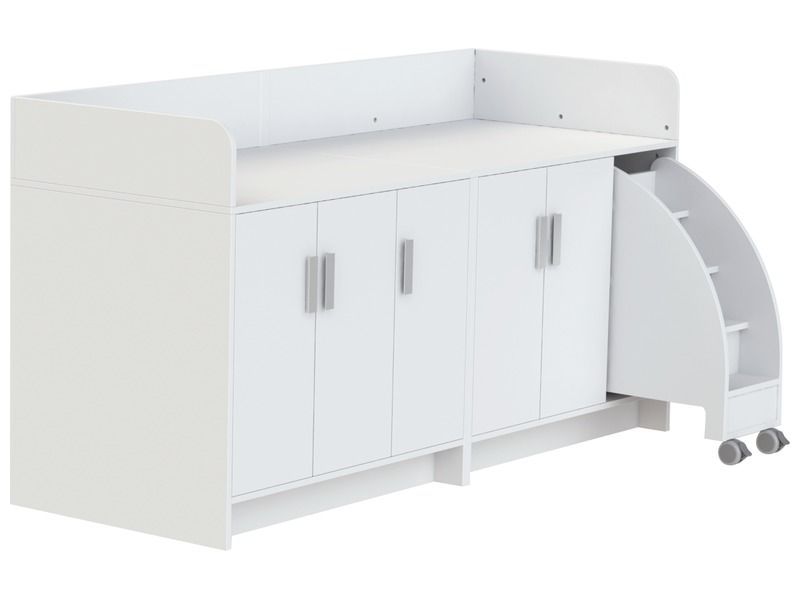 MEUBLE À LANGER KAZÉO 208 cm 12 étagères, 5 portes et 1 escabeau