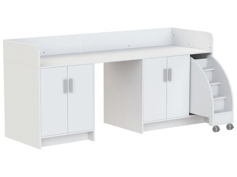 WICKELKOMMODE KAZEO 238 cm 12 Regalböden, 4 Türen und 1 Trittleiter