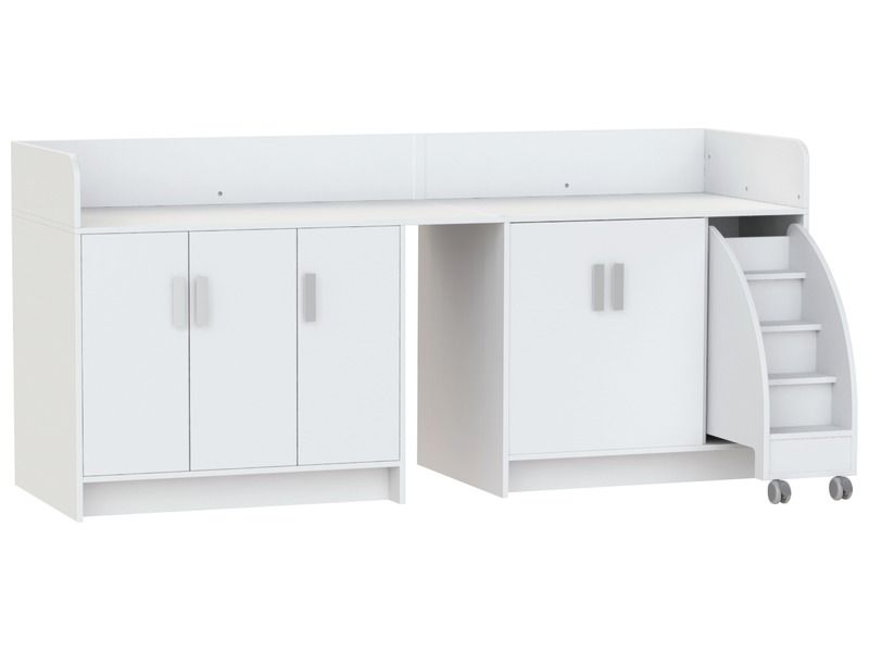 MEUBLE À LANGER KAZÉO 240 cm 12 étagères, 5 portes et 1 escabeau