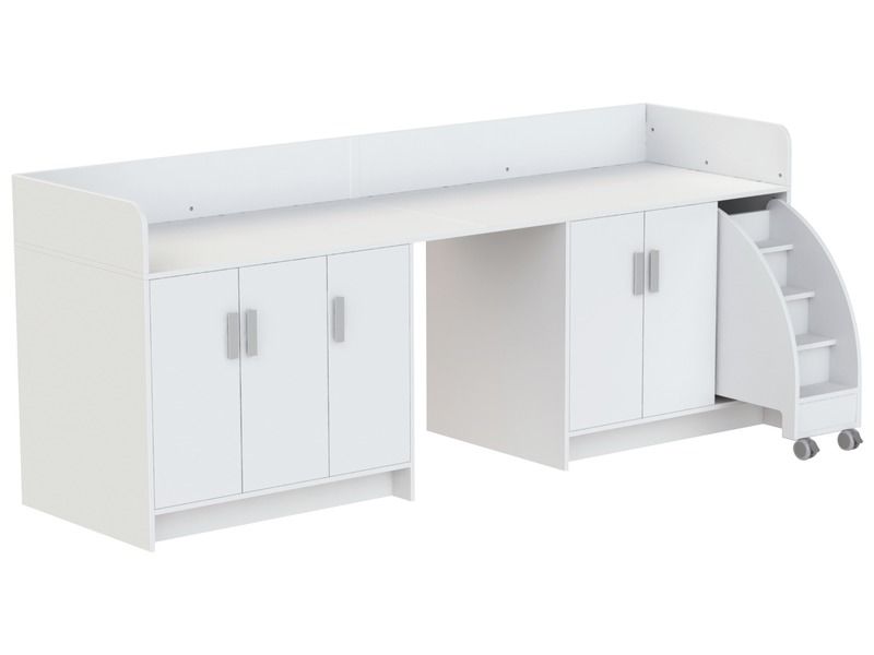 WICKELKOMMODE KAZEO 272 cm 12 Regalböden, 5 Türen und 1 Trittleiter