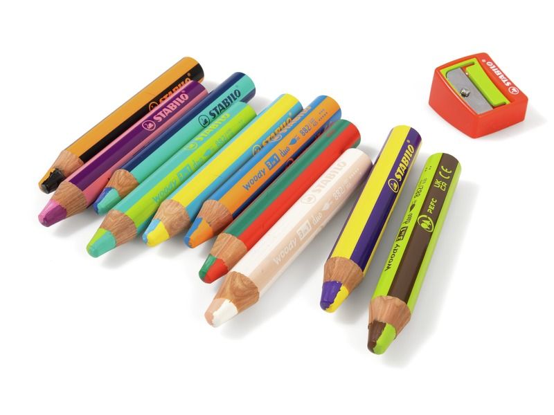 Woody WATERCOLOUR PENCILS WITH EXTRA-WIDE LEADS Two-tone