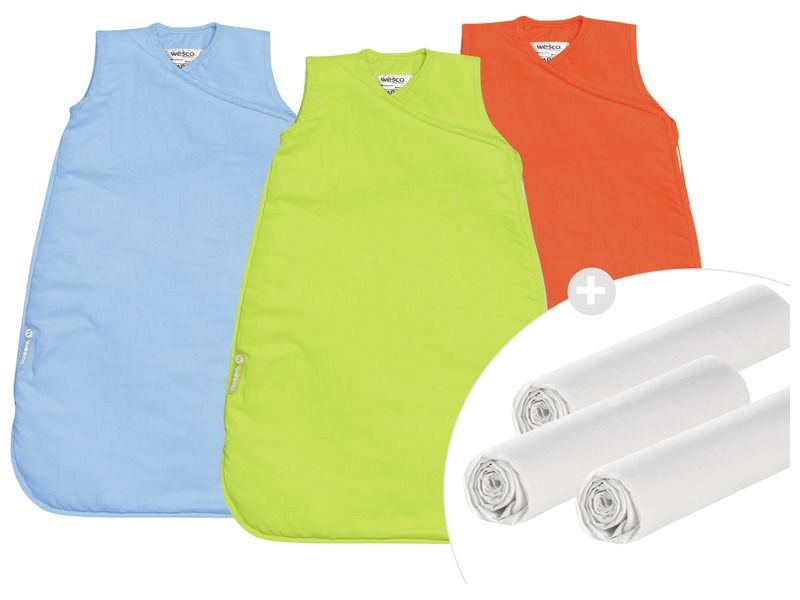 3 KLEINE TRAPPELZAKKEN KATOEN + 3 LAKENS/HOEZEN JERSEY