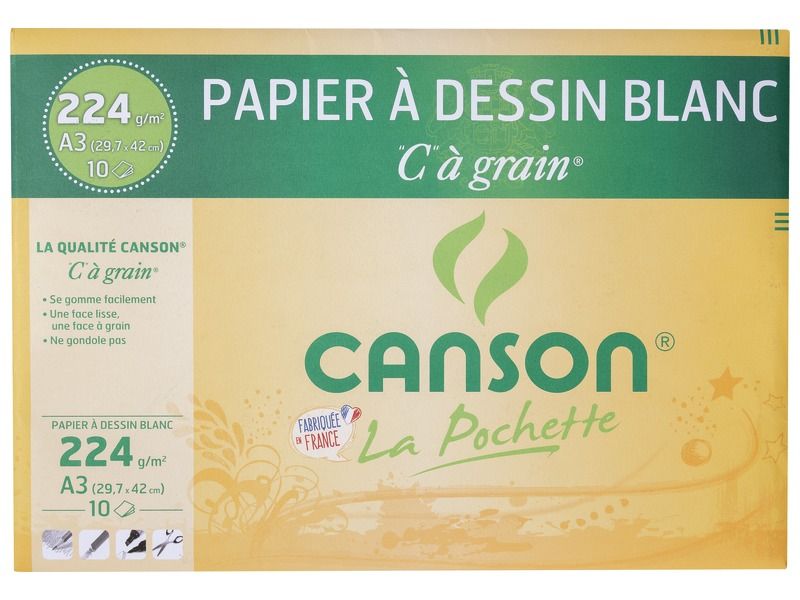POCHETTE CANSON Papier à grain A3 224 g