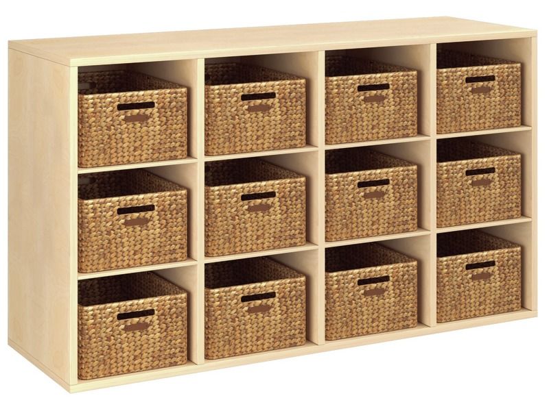 MEUBLE MÉLAMINÉ H: 81 cm - L: 139 cm 12 paniers - 8 étagères