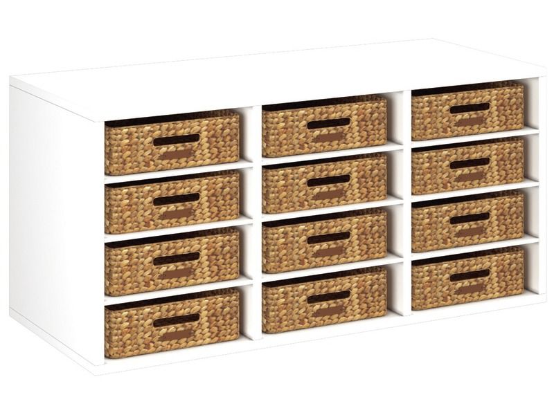 MEUBLE MÉLAMINÉ H: 51 cm - L: 105 cm 12 paniers - 9 étagères