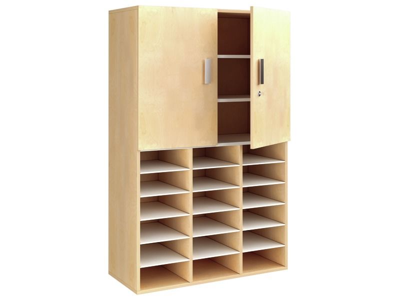 MEUBLE MÉLAMINÉ H: 162 cm - L: 105 cm Portes hautes 18 étagères