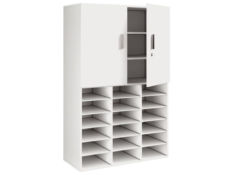 MEUBLE MÉLAMINÉ H: 162 cm - L: 105 cm Portes hautes 18 étagères
