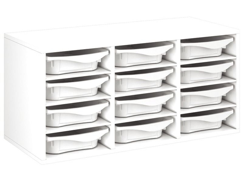 MEUBLE MÉLAMINÉ H: 51 cm - L: 105 cm 12 bacs - 9 étagères