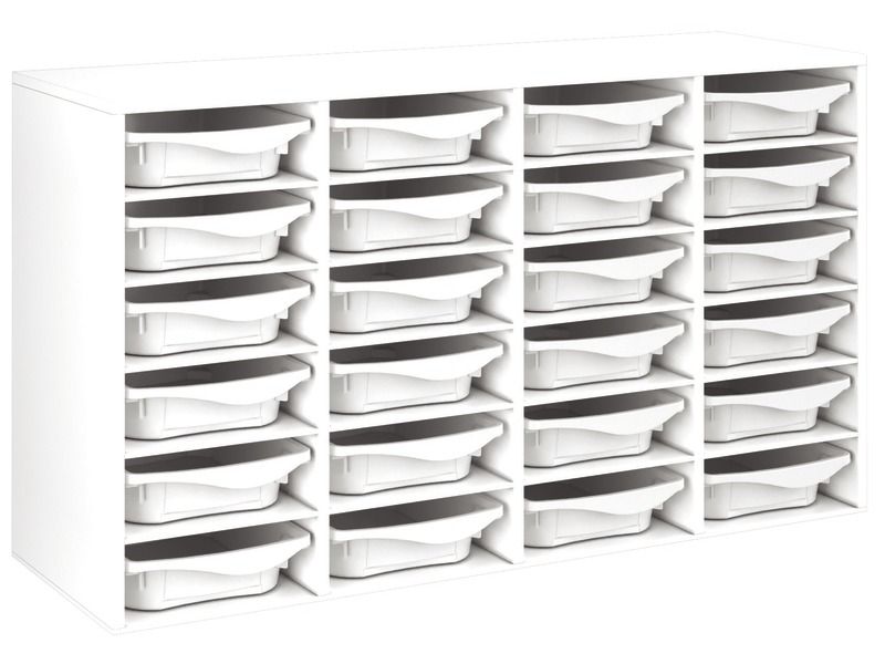 MEUBLE MÉLAMINÉ H: 81 cm - L: 139 cm 24 bacs - 20 étagères