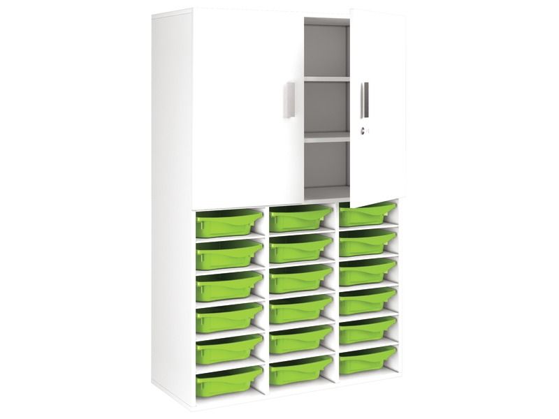 MELAMINE COATED CABINET H: 162 cm - L: 105 cm High doors 18 containers - 18...