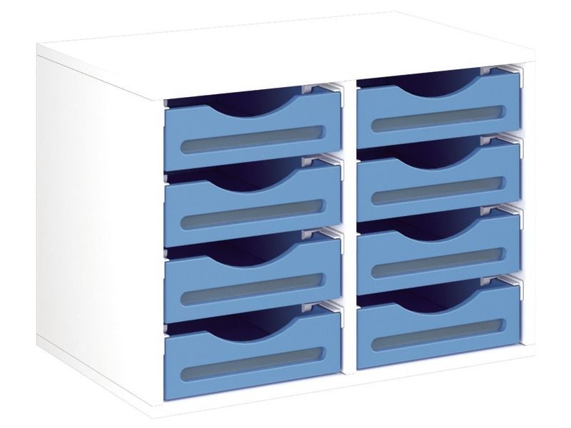 MELAMINE COATED CABINET H: 51 cm - W: 70.5 cm 8 wooden trays on rails