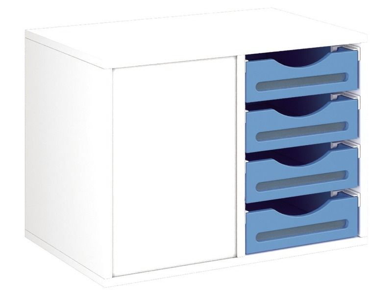 MEUBLE MÉLAMINÉ H: 51 cm - L: 70,5 cm 8 bacs bois sur rails