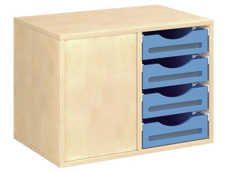 GELAMINEERD MEUBEL H: 51 cm - L: 70,5 cm 8 houten bakken op rails
