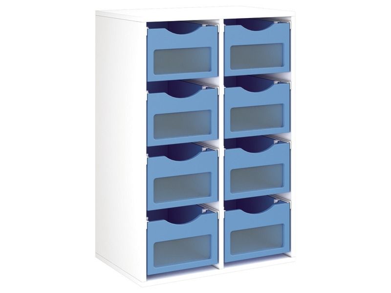 MEUBLE MÉLAMINÉ H: 102 cm - L: 70,5 cm 8 bacs bois sur rails
