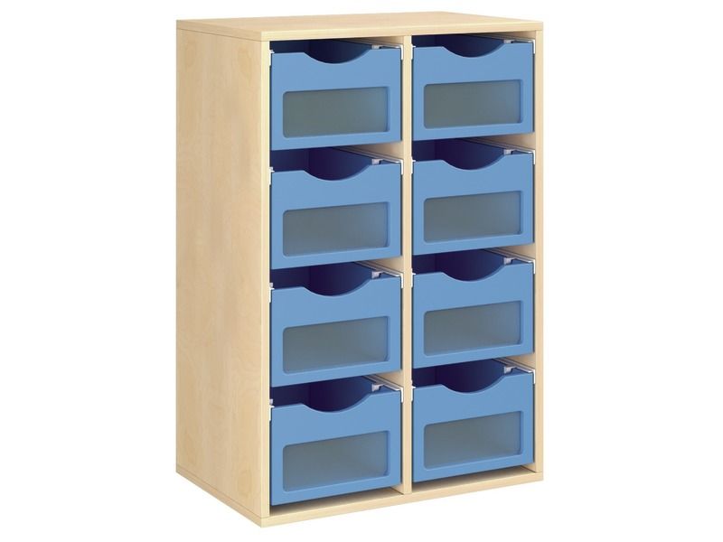 MEUBLE MÉLAMINÉ H: 102 cm - L: 70,5 cm 8 bacs bois sur rails