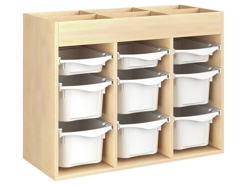MEUBLE MÉLAMINÉ H: 81 cm - L: 105 cm 9 bacs plastique sur rails