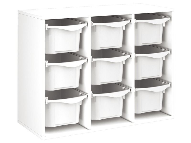 MELAMINE CABINET H: 81 cm - L: 105 cm 9 plastic containers on rails