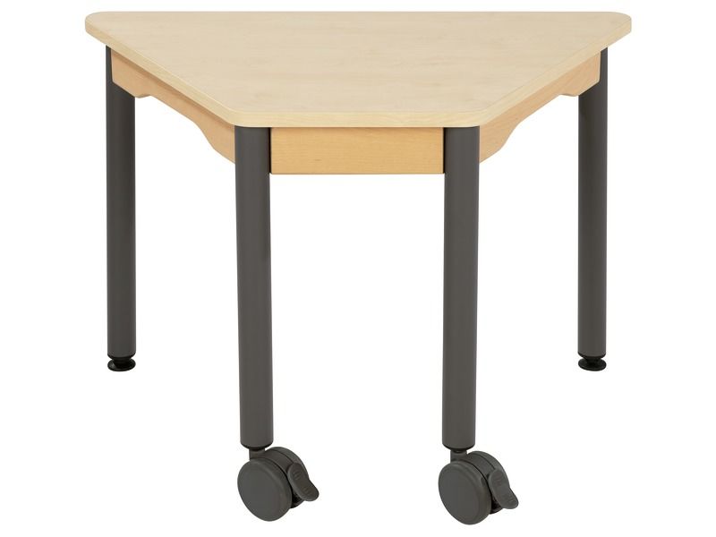 LAMINATED TABLE TOP – METAL LEGS WITH CASTORS – 75x45 cm trapezium