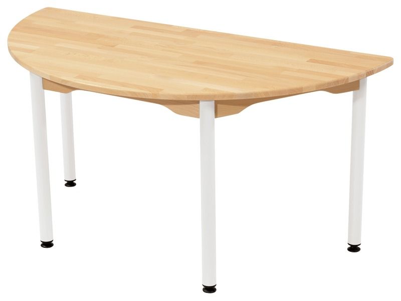 TABLE EN HÊTRE MASSIF NATURE - PIÉTEMENT MÉTAL - Demi-rond 120x60 cm