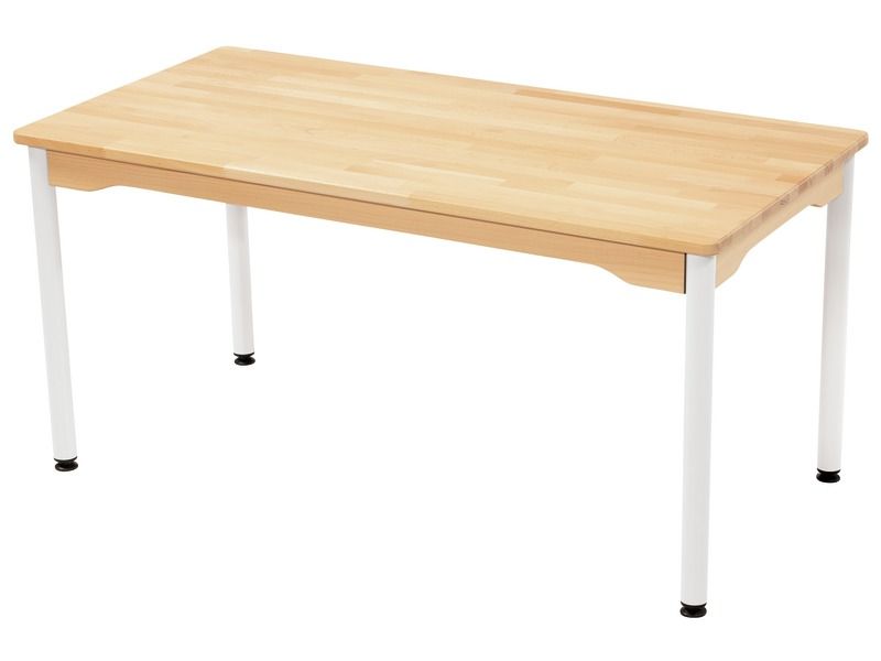 TISCH AUS MASSIVER BUCHE NATURE - METALLFUSSTEIL - Rechteckig 120x60 cm
