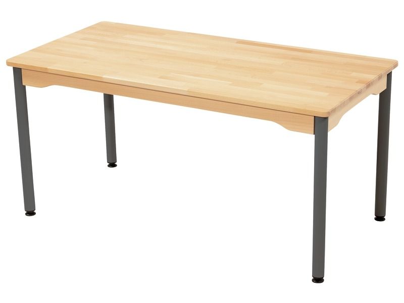 SOLID BEECH TABLE – METAL LEGS – 120x60 cm rectangle