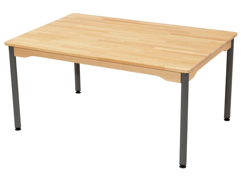 TISCH AUS MASSIVER BUCHE NATURE - METALLFUSSTEIL - Rechteckig 120x80 cm