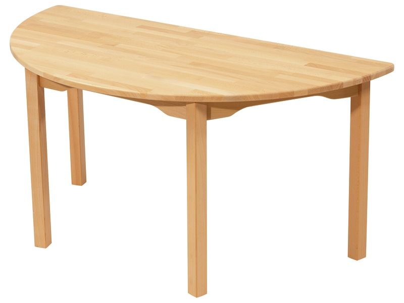 SOLID BEECH TABLE – WOODEN LEGS – 120x60 cm semi-circle