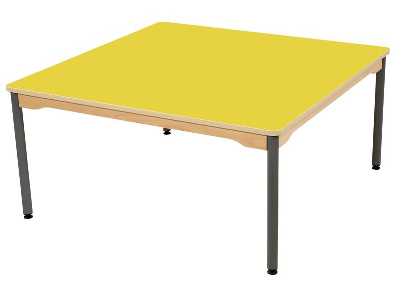 LAMINATED TABLE TOP – GREY METAL LEGS – 120x120 cm square