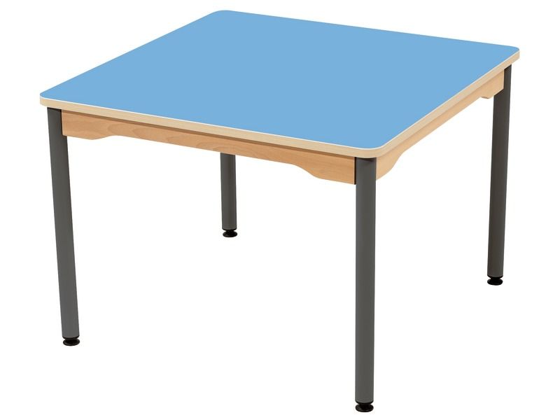 TABLE PLATEAU STRATIFIÉ - PIÉTEMENT MÉTAL GRIS - Carré 80x80 cm