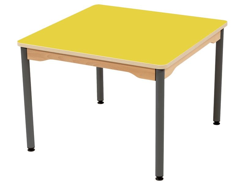 TABLE PLATEAU STRATIFIÉ - PIÉTEMENT MÉTAL GRIS - Carré 80x80 cm