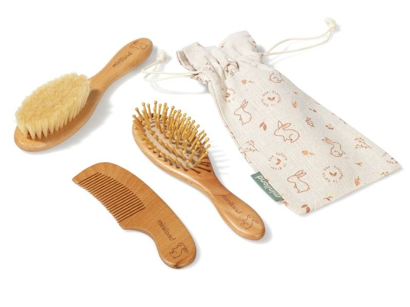 WOODEN COMB AND BRUSH SET for babies