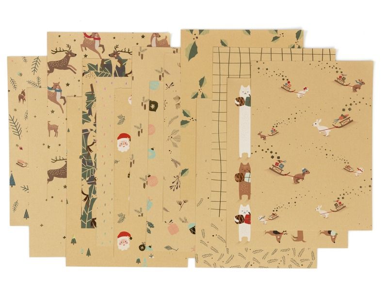 FEUILLES DE PAPIER KRAFT À MOTIFS Noël brillant