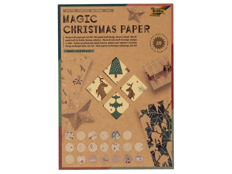 FEUILLES DE PAPIER KRAFT À MOTIFS Noël brillant
