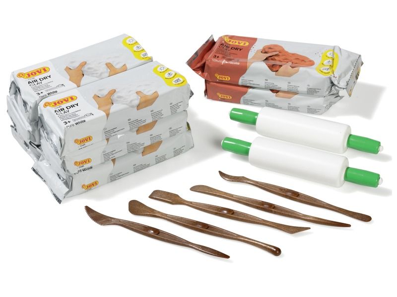 KIT PÂTE À MODELER AUTO-DURCISSANTE 8 x 500 g + accessoires