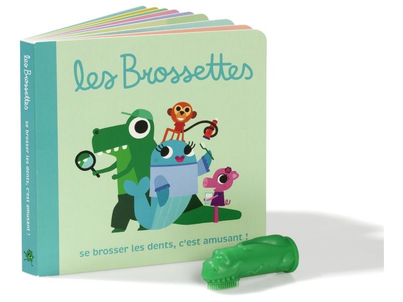 COFFRET LIVRE ET BROSSE À DENTS DE DOIGT Dinosaure